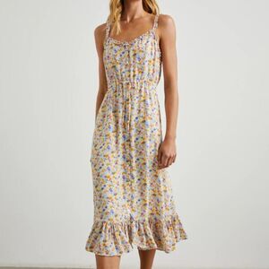 Rails Size S Small Adalyn Midi Dress Papaya Flowers Button Front Sundress